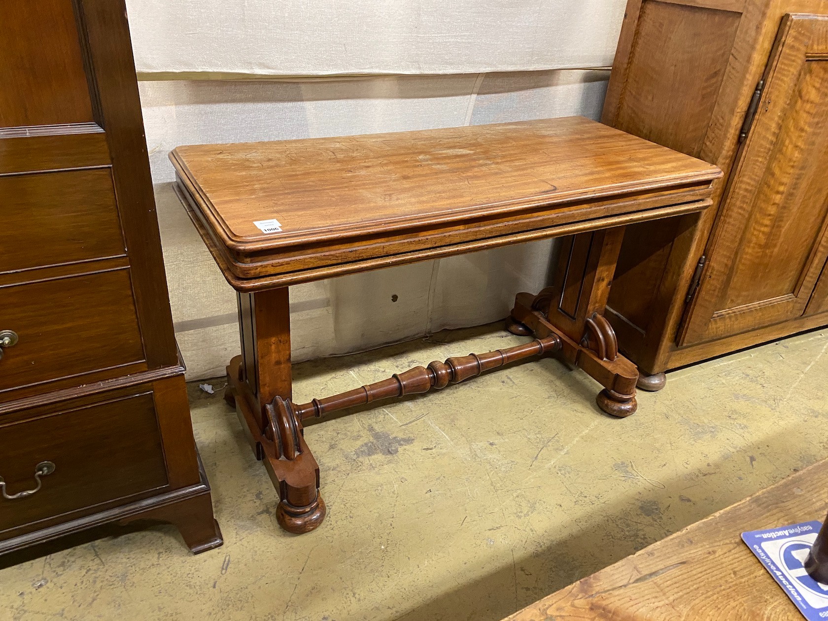 A mid Victorian mahogany metamorphic three tier buffet, width 121cm, depth 54cm height 104cm extended.